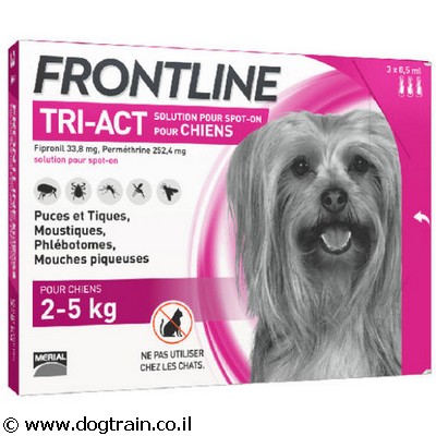 פרונטליין TRI-ACT טריאקט אמפולות לכלבים קטנים 2-5 ק”ג למניעת פרעושים וקרציות