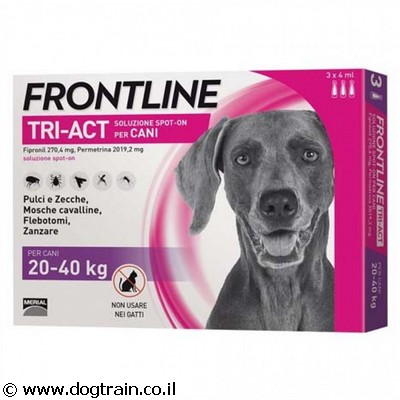 פרונטליין TRI-ACT טריאקט אמפולות לכלבים בינוניים/גדולים 20-40 ק”ג למניעת פרעושים וקרציות