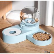קערת מים מודולרית נגד השפרצות בשילוב קערת אוכל עם מיכל מים כדורי לכלבים וחתולים