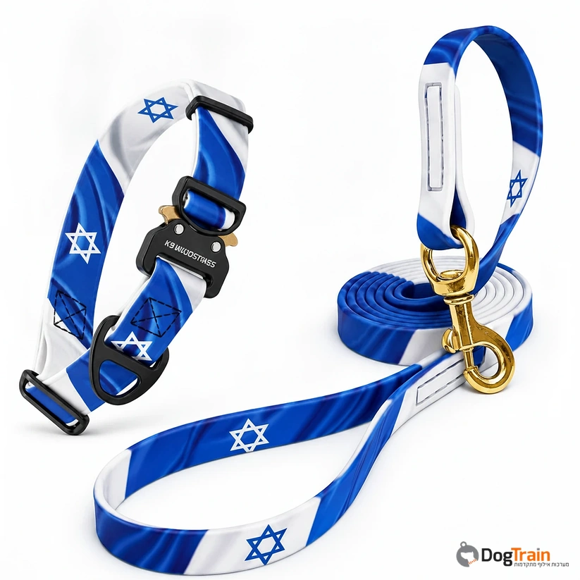 קולר מקצועי 25 מ מ לשימוש יומיומי עם הדפס ייחודי של דגל ישראל-עמיד למים