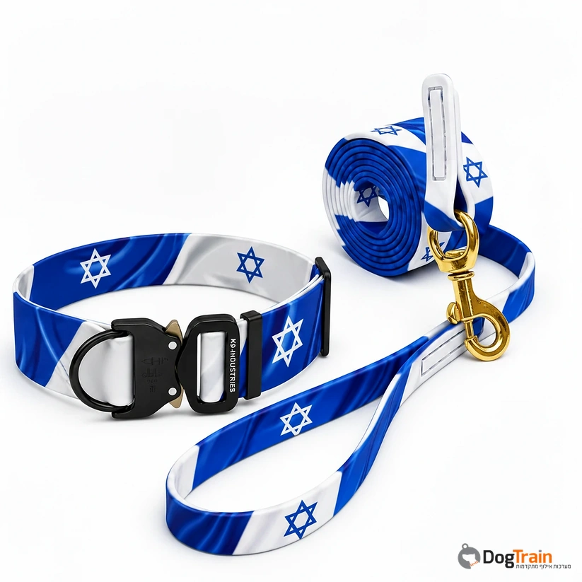 קולר מקצועי 40 מ מ רחב במיוחד עם הדפס ייחודי של דגל ישראל-עמיד למים