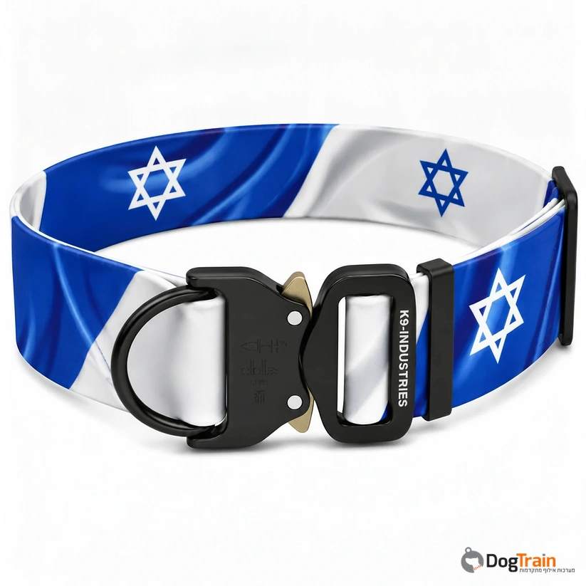 קולר מקצועי 50 מ מ רחב במיוחד עם הדפס ייחודי של דגל ישראל – עמיד במיוחד