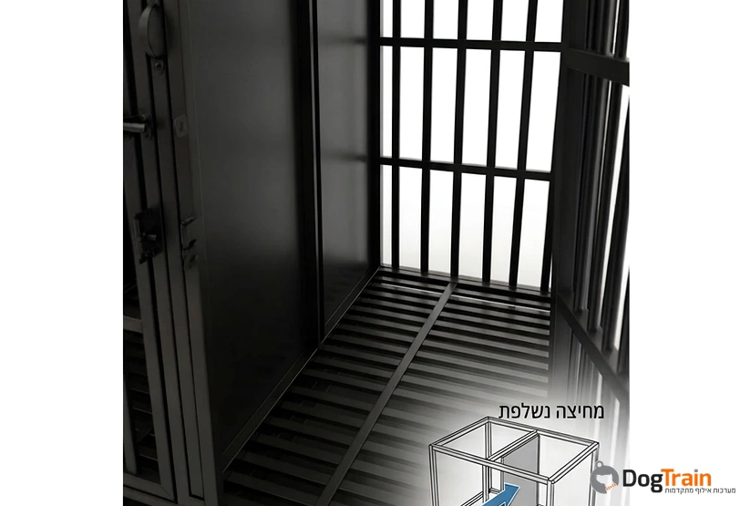 כלוב ברזל מחוזק לכלב- עמיד במיוחד עם גלגלים נשלפים- 95 ס מ- כולל דלת כפולה ומחציה עבור כלוב ל2 כלבים